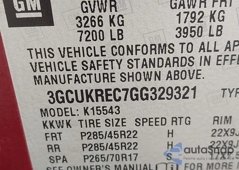 2016 Chevrolet Silverado 1500 2Lt from USA, damaged, VIN 3GCUKREC7GG329321